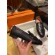 Hermes Black Fringed Loafers