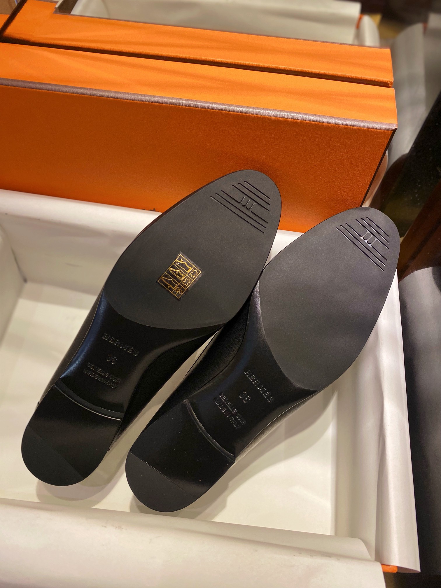 Hermes Black Fringed Loafers