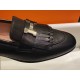 Hermes Black Fringed Loafers