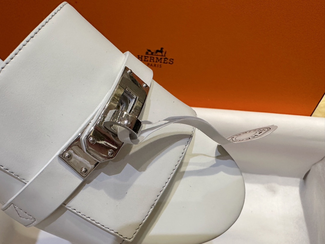 Hermes Kelly White High Heel Slides