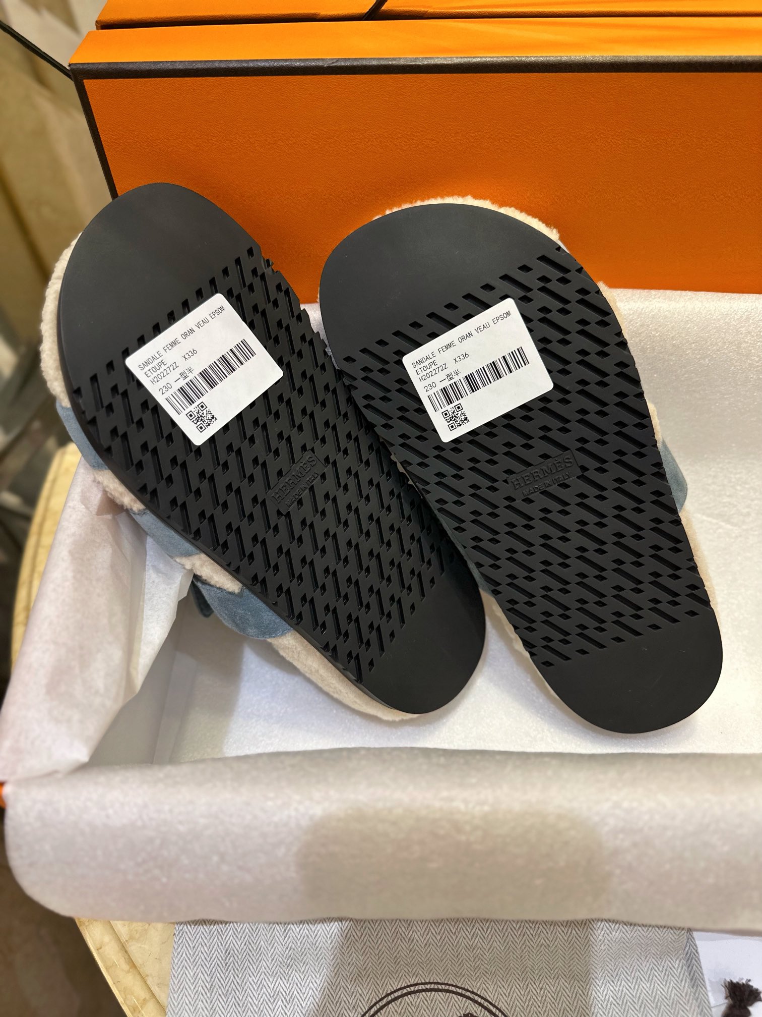 Hermes chypre Wool Slides with Lamb Wool Lining