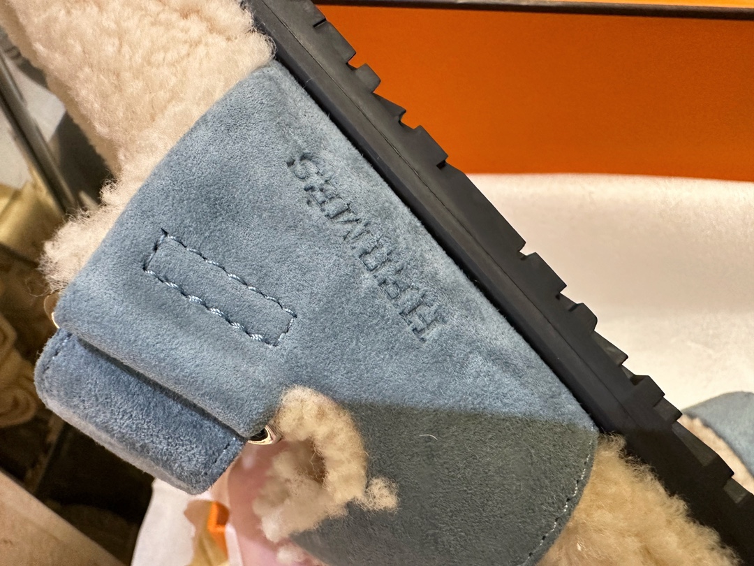 Hermes chypre Wool Slides with Lamb Wool Lining