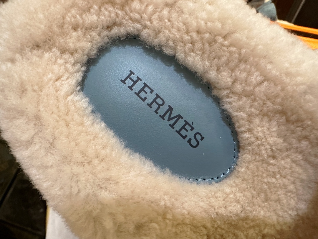 Hermes chypre Wool Slides with Lamb Wool Lining