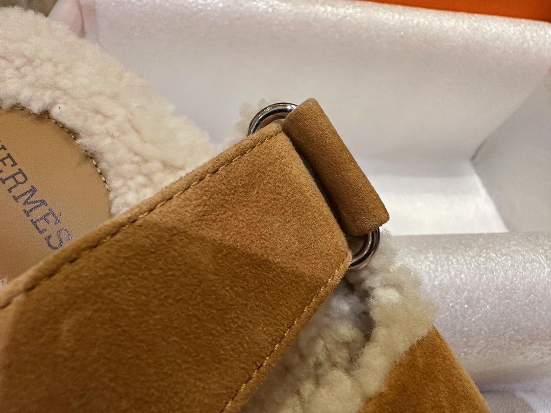 Hermes chypre Wool Slides with Lamb Wool Lining