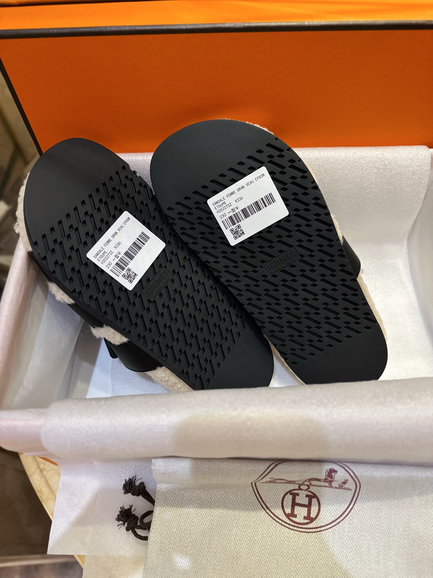 Hermes chypre Wool Slides with Lamb Wool Lining