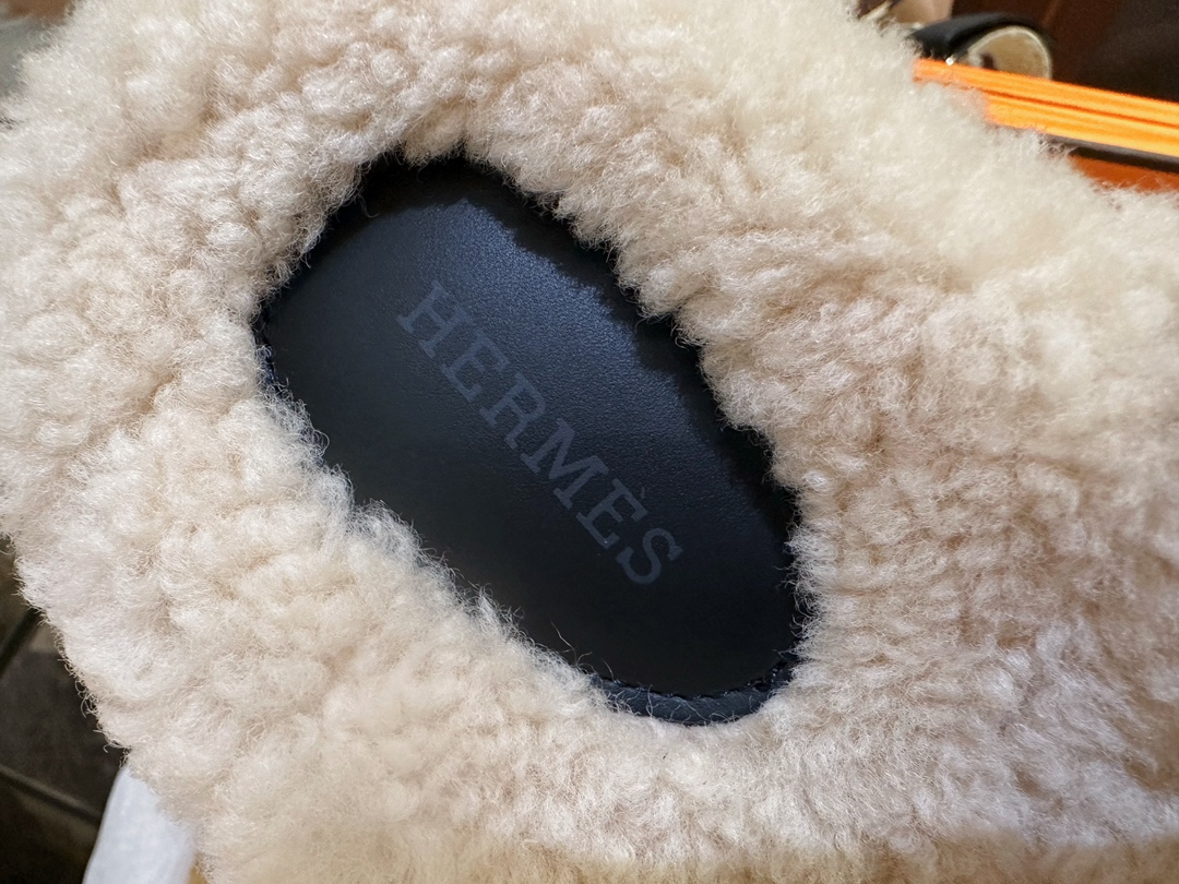 Hermes chypre Wool Slides with Lamb Wool Lining