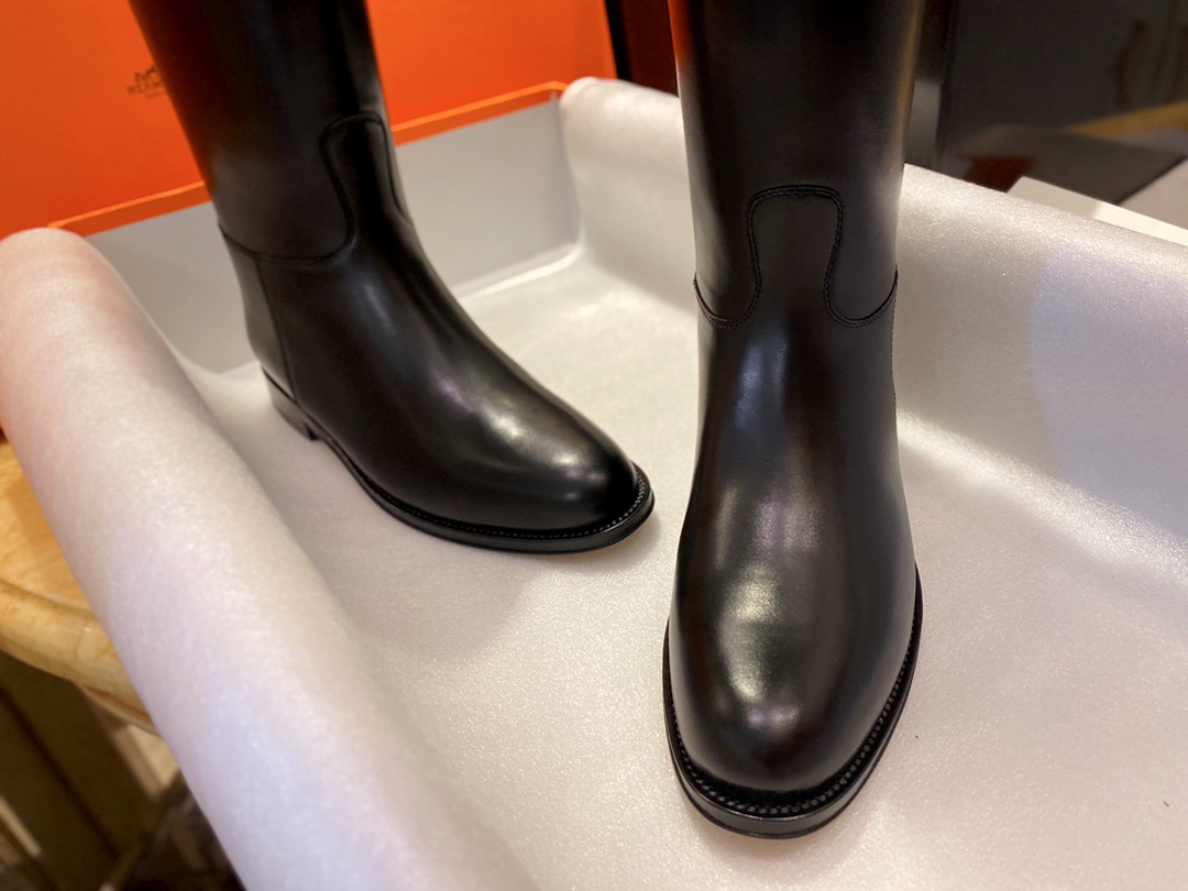 Hermes Classic Black Silver Kelly Knee-High Boots