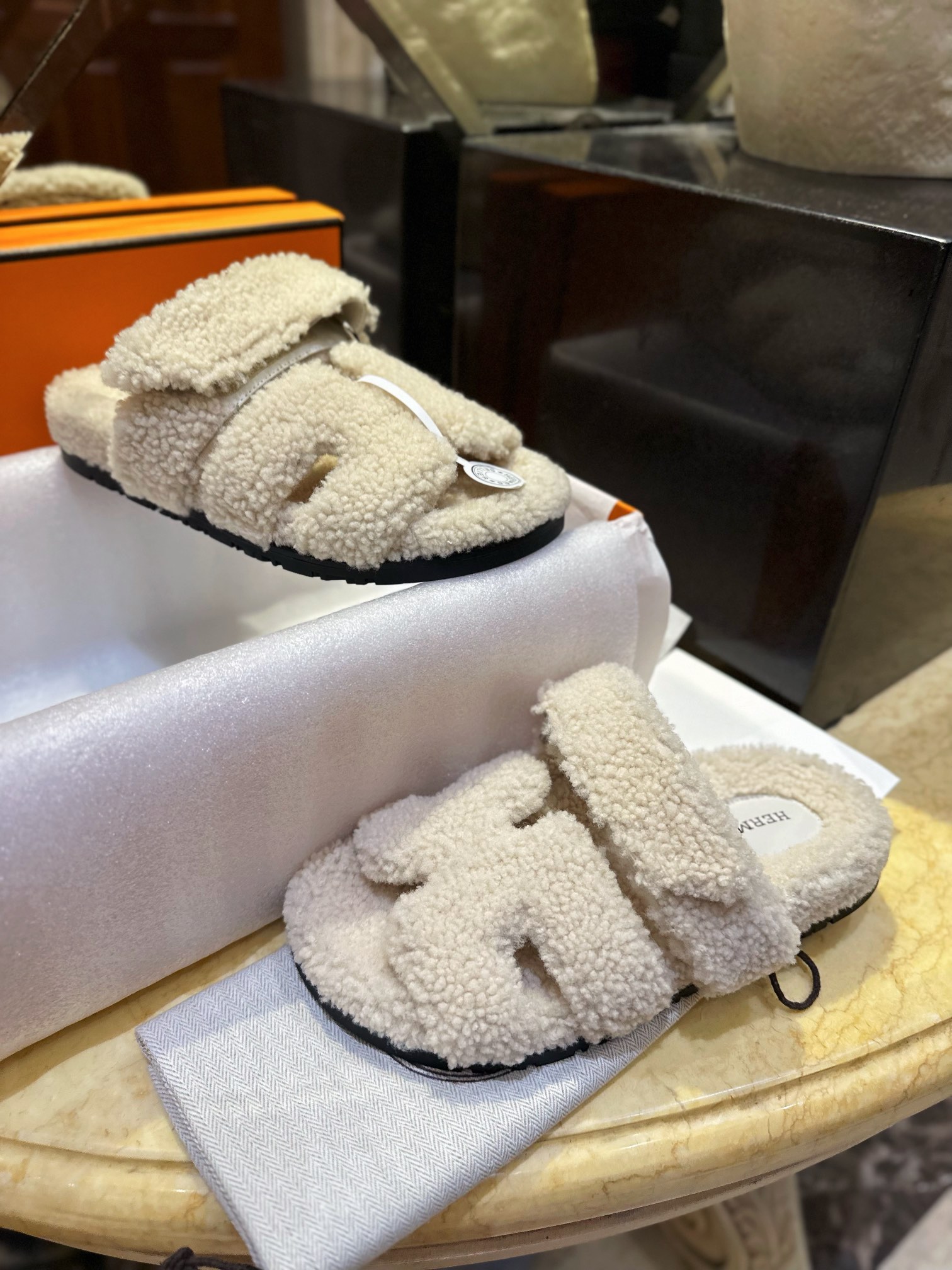 Hermes chypre Wool Slides