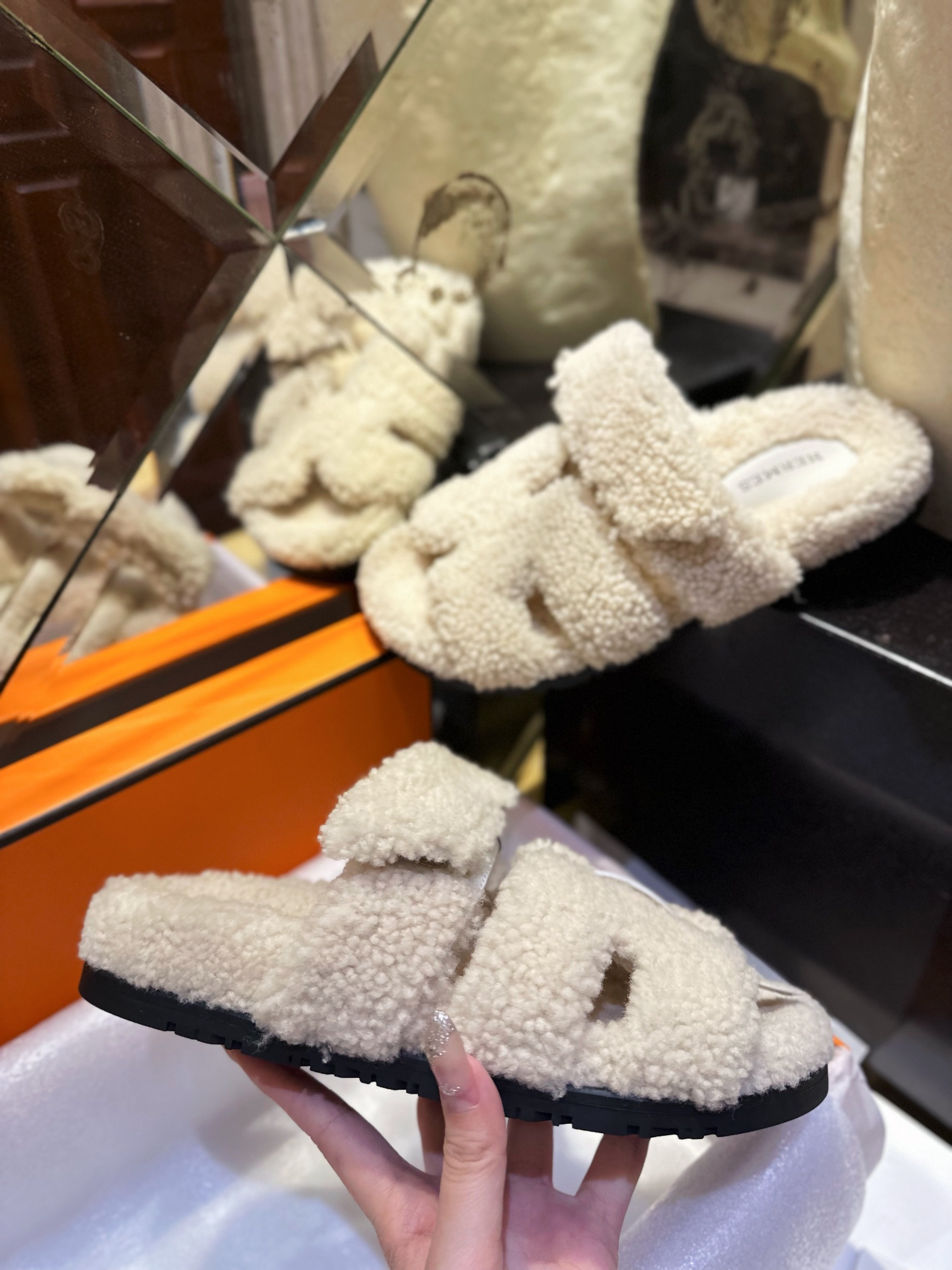 Hermes chypre Wool Slides