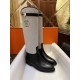 Hermes Kelly Button Canvas Patchwork Knee-High Boots