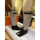 Hermes Kelly Button Canvas Patchwork Knee-High Boots