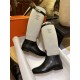 Hermes Kelly Button Canvas Patchwork Knee-High Boots