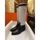 Hermes Kelly Button Canvas Patchwork Knee-High Boots