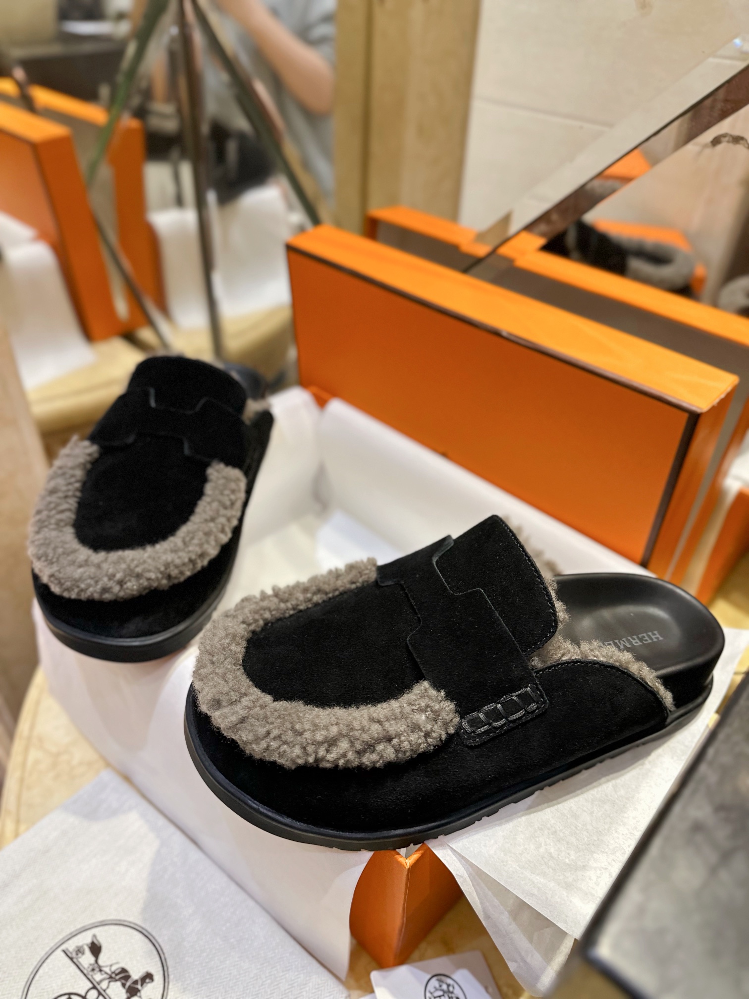 Hermes Boken Wool Slides