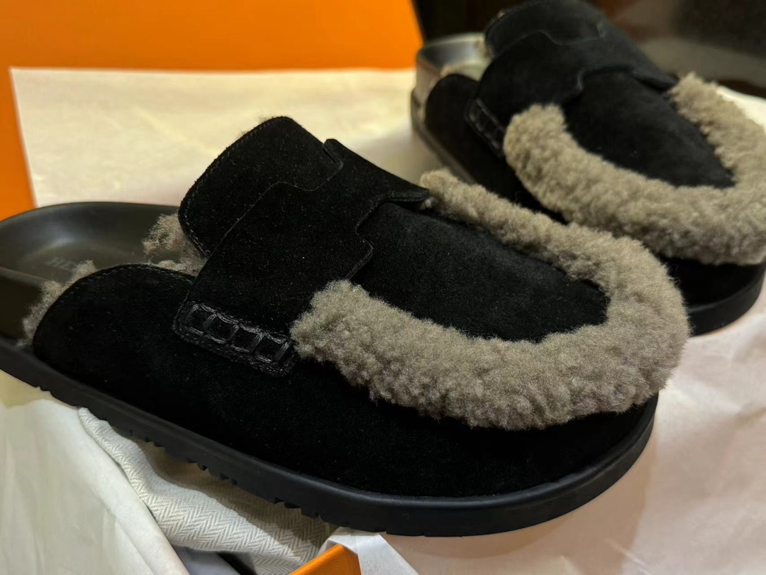 Hermes Boken Wool Slides