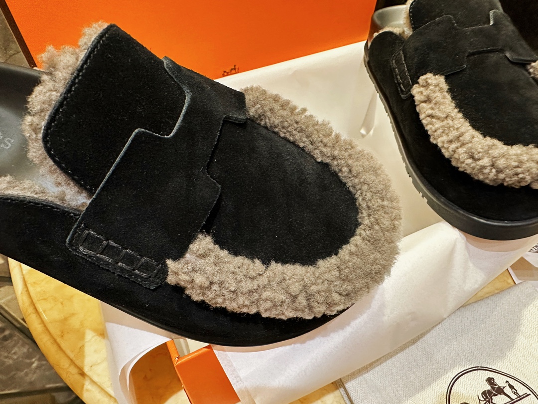 Hermes Boken Wool Slides