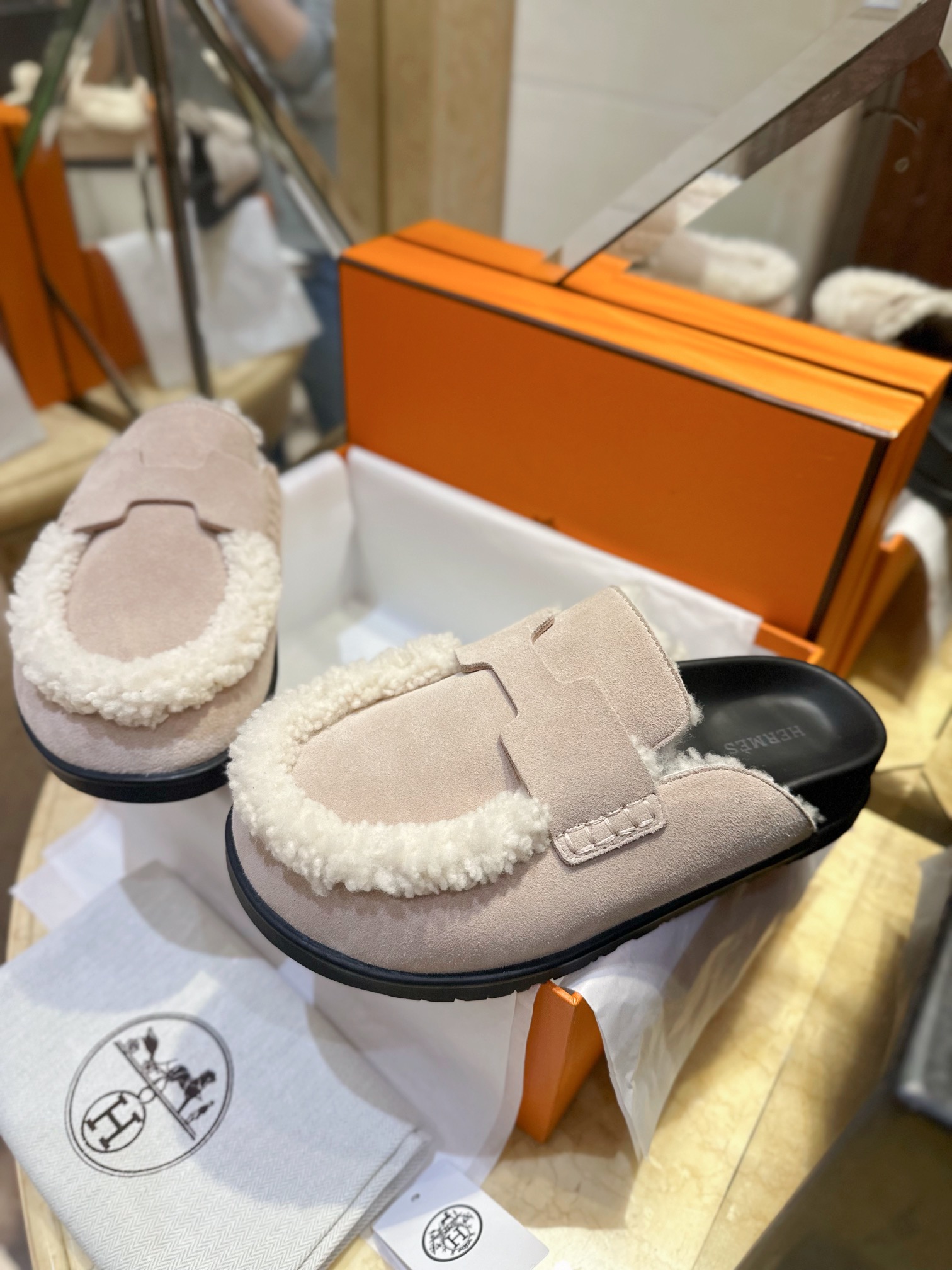 Hermes Boken Wool Slides