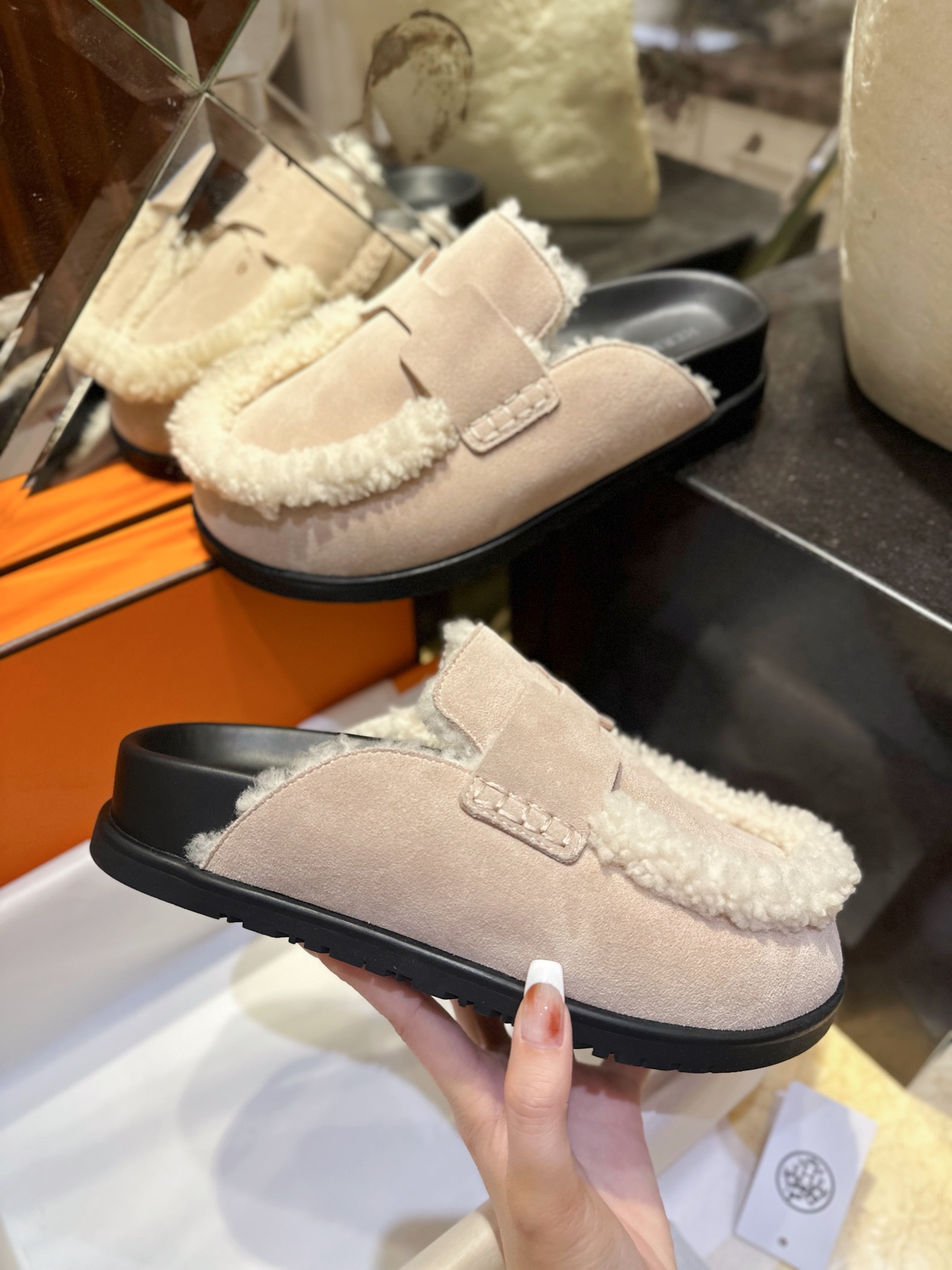 Hermes Boken Wool Slides