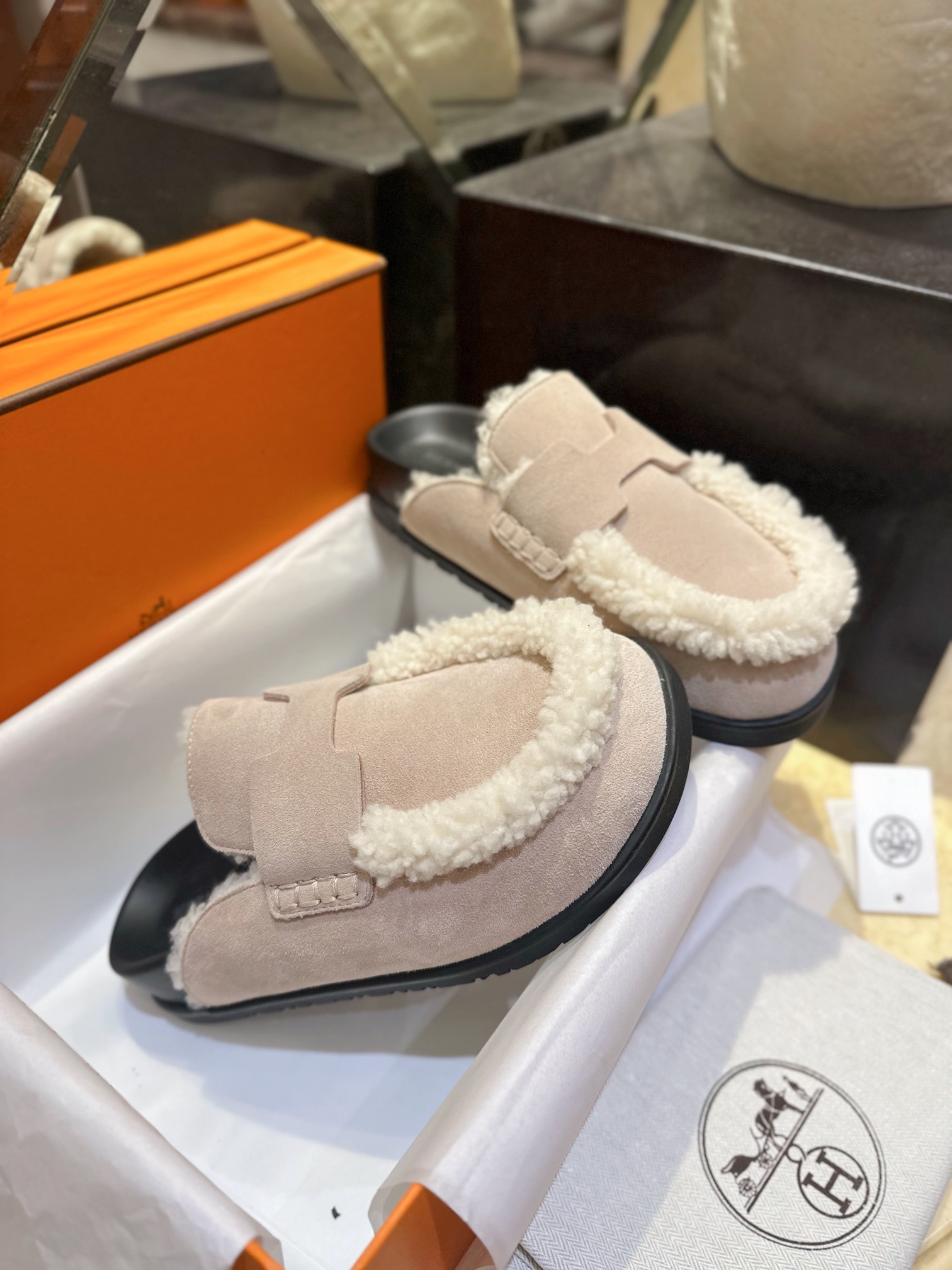 Hermes Boken Wool Slides