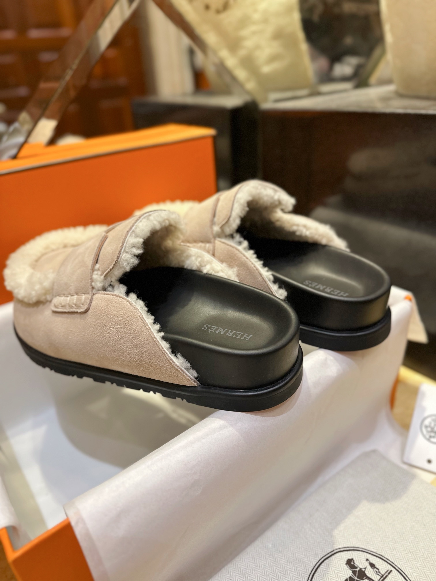 Hermes Boken Wool Slides