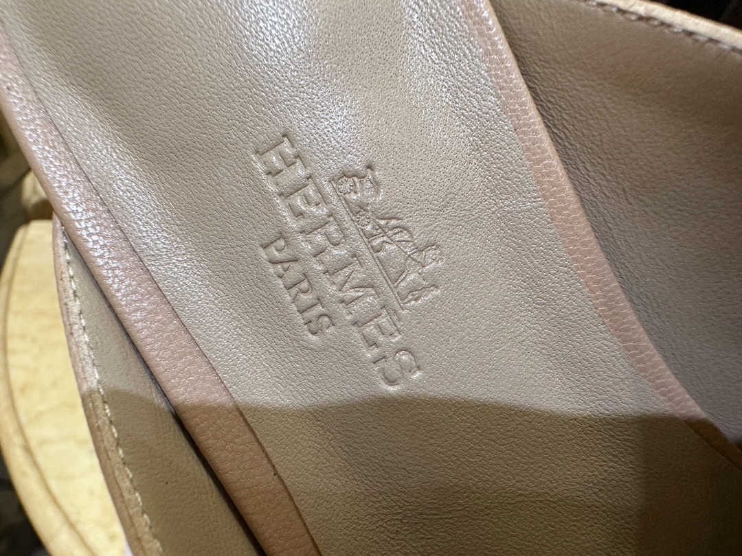 Hermes Groupie Goat Leather Mule Slides