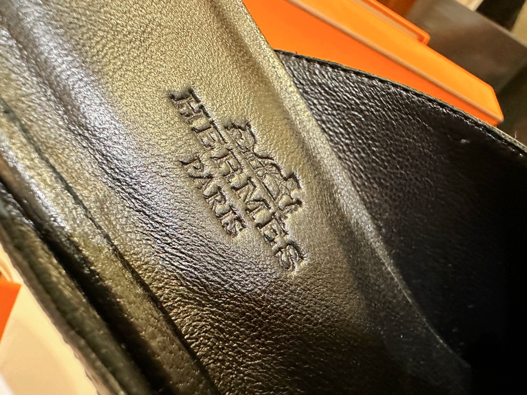 Hermes Groupie Goat Leather Mule Slides