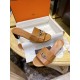 Hermes Kelly Brown High Heel Slides with Calfskin and Italian Leather Sole, 5cm Chunky Heel