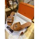 Hermes Kelly Brown High Heel Slides with Calfskin and Italian Leather Sole, 5cm Chunky Heel