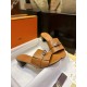 Hermes Kelly Brown High Heel Slides with Calfskin and Italian Leather Sole, 5cm Chunky Heel