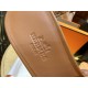 Hermes Kelly Brown High Heel Slides with Calfskin and Italian Leather Sole, 5cm Chunky Heel