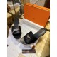 Hermes Kelly Black High Heel Slides with Calfskin, 5cm Heel