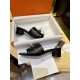 Hermes Kelly Black High Heel Slides with Calfskin, 5cm Heel