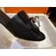 Hermes Kelly Black High Heel Slides with Calfskin, 5cm Heel