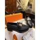 Hermes Hot Loafers Imported Calfskin + Large Kelly Buckle Leather Patchwork Rubber Sole