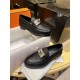 Hermes Hot Loafers Imported Calfskin + Large Kelly Buckle Leather Patchwork Rubber Sole