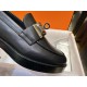 Hermes Hot Loafers Imported Calfskin + Large Kelly Buckle Leather Patchwork Rubber Sole