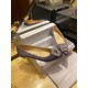 Manolo Blahnik Gray Silk White Crystal Flat Shoes