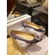 Manolo Blahnik Gray Silk White Crystal Flat Shoes