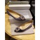 Manolo Blahnik Gray Silk White Crystal Flat Shoes