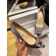 Manolo Blahnik Gray Silk White Crystal High Heels