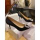 Manolo Blahnik Black Silk White Crystal 7cm High Heels