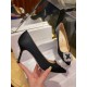 Manolo Blahnik Black Silk White Crystal 7cm High Heels