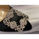 Manolo Blahnik Black Silk White Crystal 7cm High Heels