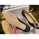 Manolo Blahnik Black Silk White Crystal Flat Shoes