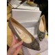 Manolo Blahnik Graceful Diamond Buckle Flat Shoes