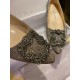 Manolo Blahnik Graceful Diamond Buckle Flat Shoes