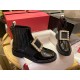 Roger Vivier Crystal Buckle Patent Leather Ankle Boots