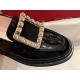 Roger Vivier Water Diamond Patent Leather Loafers, Shiny Black Super Soft Calf Patent Leather, Vacuum Plating 18K Elegant Buckle, Fully Inlaid with Diamonds