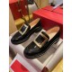 Roger Vivier Metal Buckle Openwork Beaded Loafers, Cowhide with Openwork Beads on the Upper