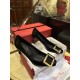 Roger Vivier 7cm Bell High Heel Single Shoes, Imported Cow Patent Leather + Gold Square Buckle, Lamb Leather Lining, 7cm Heel